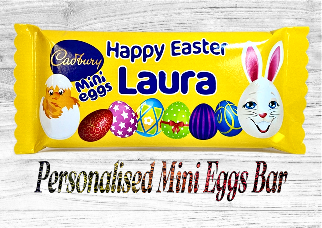 Personalised Glossy Cadburys Mini Egg Chocolate bar Sixpenny Christmas